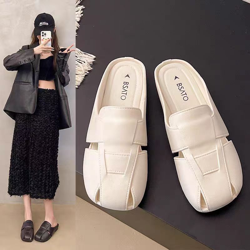 SS-45 2025년 여름 패션 아웃웨어 샌들 하프 슬리퍼 소프트 솔 미끄럼 방지