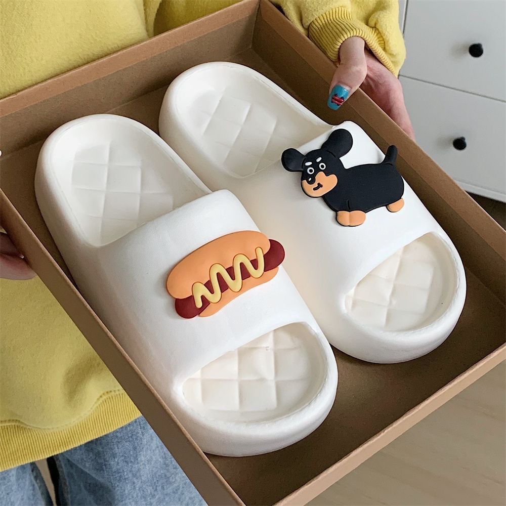 SS-35 여성용 홈 슬리퍼, 닥스훈트 강아지 팬던트 슬리퍼